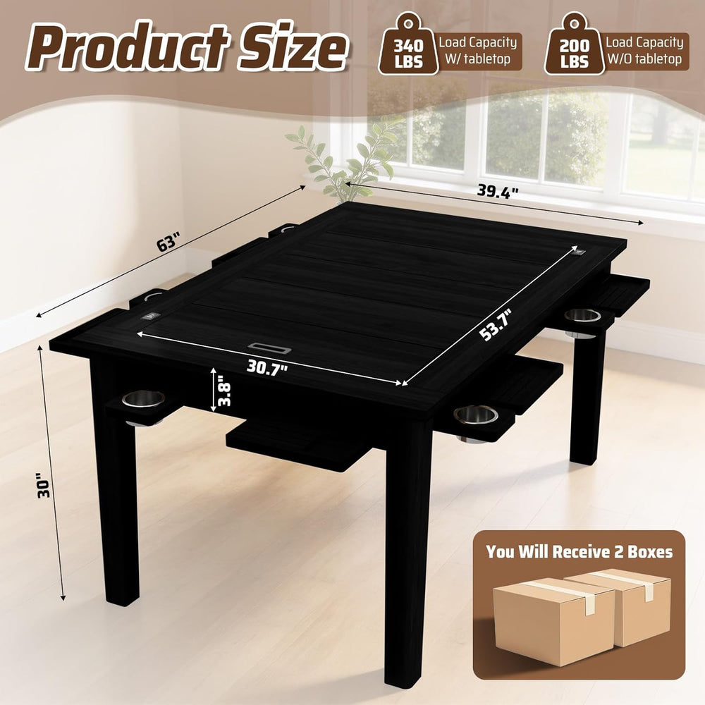 Board Game Table with Adjustable Led Lights Gaming Table with Removable Top