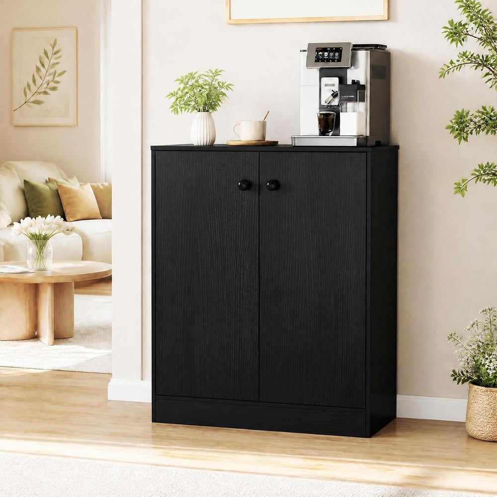 LOKO Freestanding 2-Door Storage Cabinet, Modern Floor Cabinet (Black)