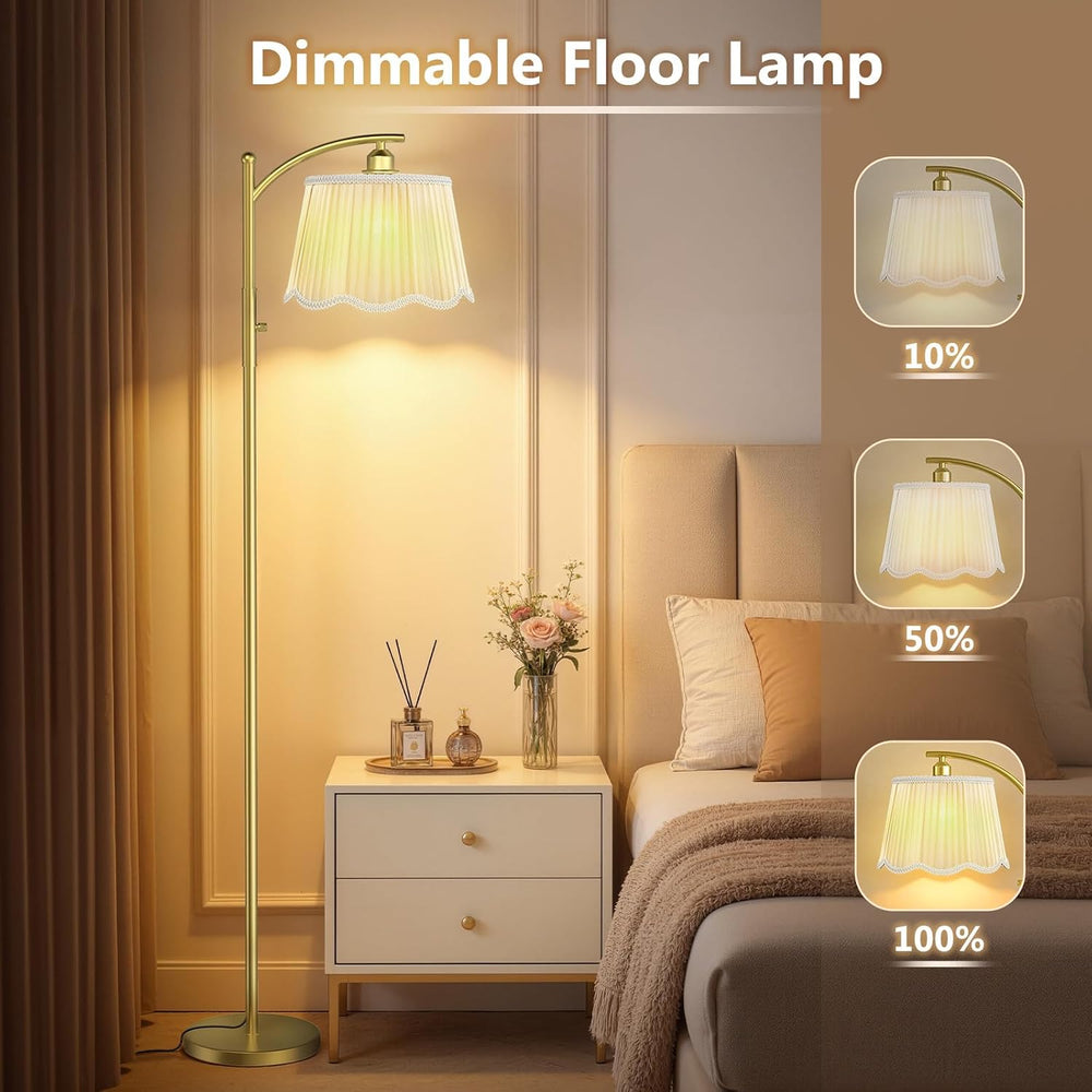 Karjoefar Thickened Gauze Shade Dimmable Arc Floor Lamps for Living Room