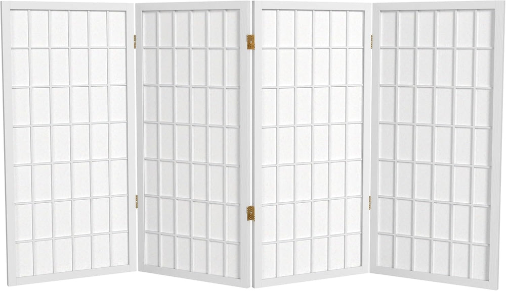 3 ft. Short Window Pane Shoji Screen - White - 4 Panels
