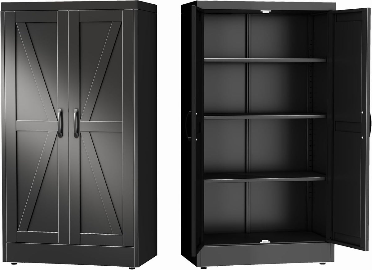 GAIOUS 43.3'' Tall Kitchen Pantry Cabinet, Black Metal Storage Cabinet