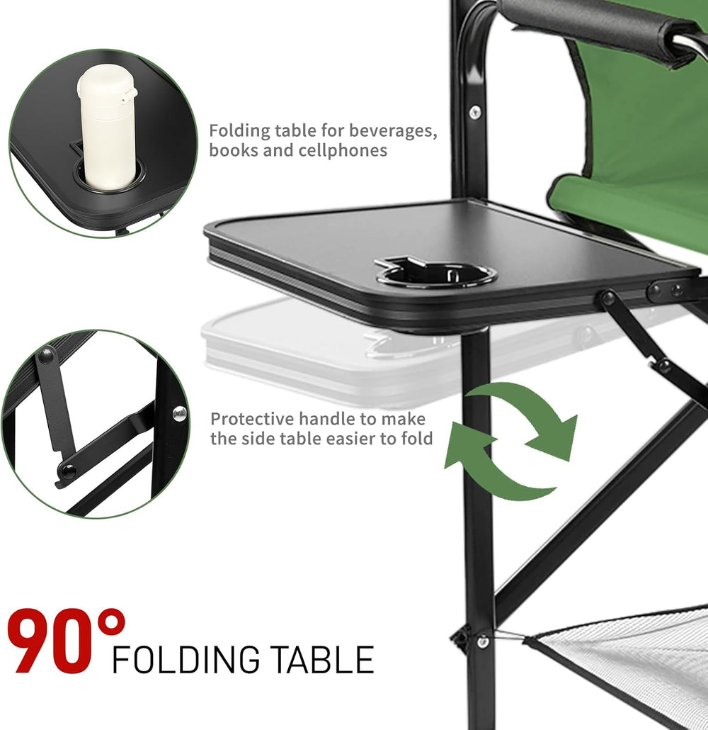 Outvita 4 Piece 26" Tall Directors Chair Height Seat Folding with Side T...