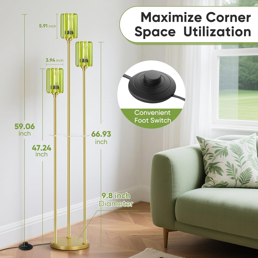 Elegant Modern Crystal Floor Lamp with Shelves for Living Room
