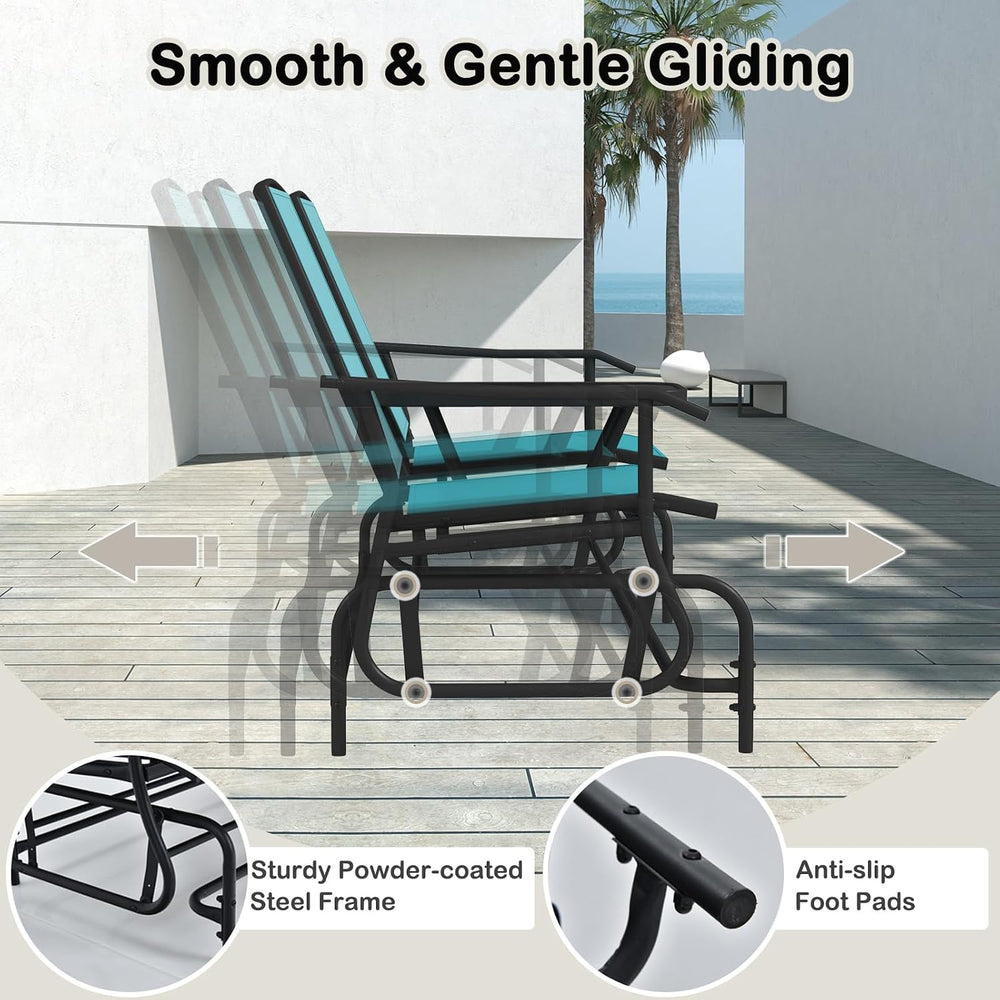 Tangkula 2 Person Swing Glider Chair, Patio Rocking Loveseat w/Center Tempere...