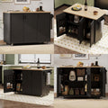 Kitchen Island with Storage with Drop Leaf with Storage and Dining Table, Kitchen Island with Drop Leaf with Wheels Towel Rack， for Kitchen, Dining Room, Black