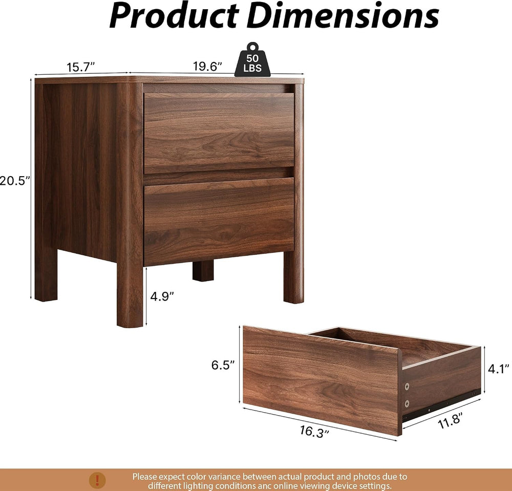Walnut 3-Piece Bedroom Set, 6-Drawer Dresser & 2-Drawer Nightstands