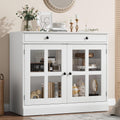 GarveeHome Modern 35.4" Sideboard Buffet Cabinet with Glass Door, White