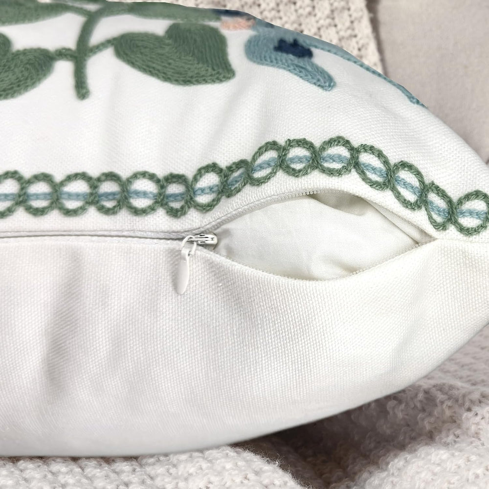 Alysheer Floral Embroidered Throw Pillow Cover 20"x 20" Set of 2 Bl...