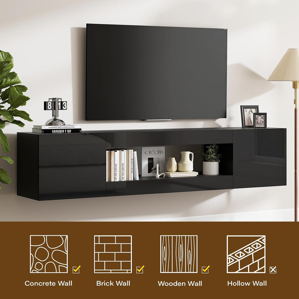 70" Floating TV Stand Wall Mounted with Storage for TVs Up to 80"