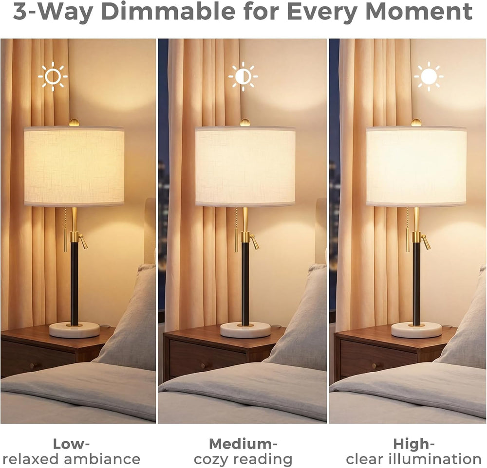 Qingmiao Gold Table Lamps Set of 2, 22" to 30" Adjustable Nightstan...