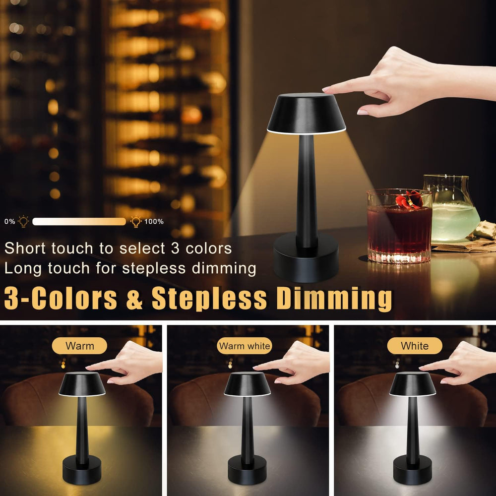 UMEXUS 2 Pack Small Cordless Rechargeable Table Lamp for Restaurant Bar