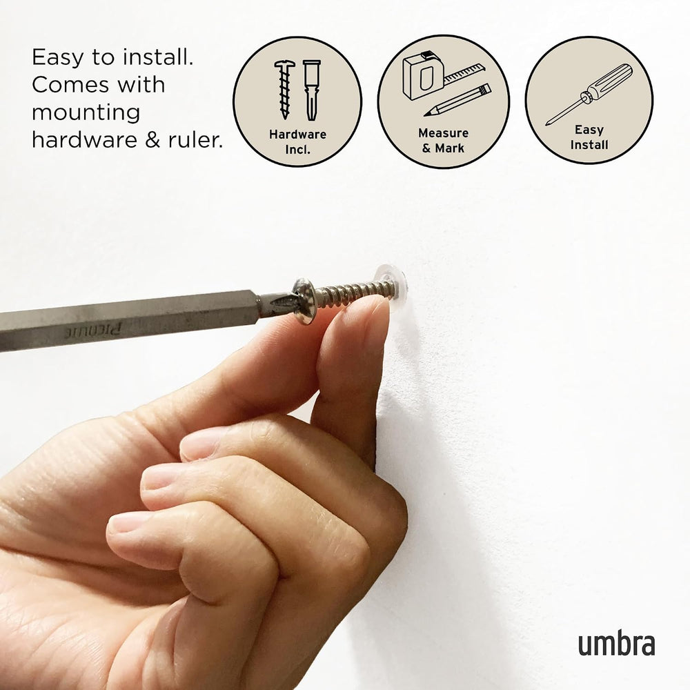Umbra Flip Coat Rack, Wall Mount 8-Hook, Space Saving, Natural/Nickel