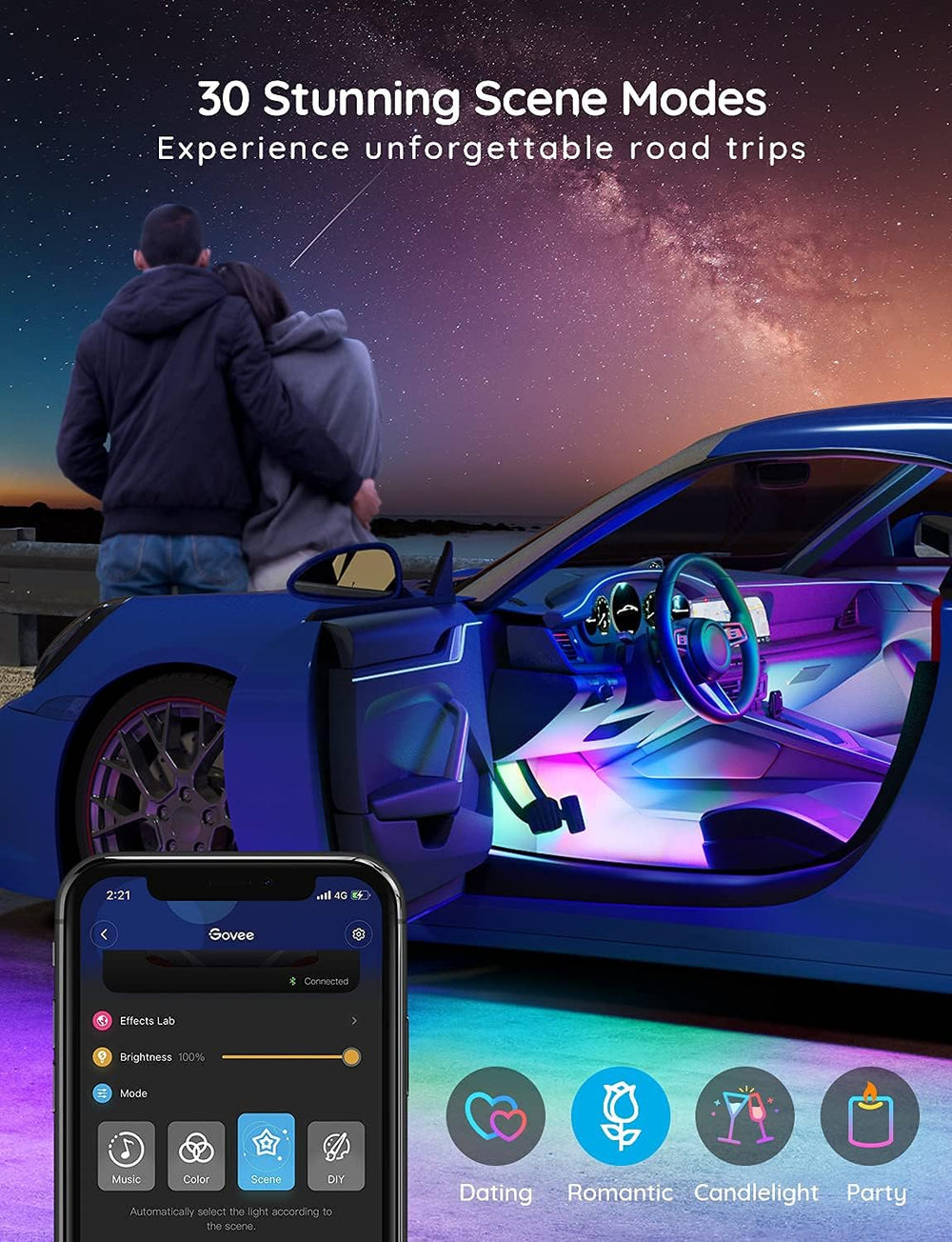 Govee Car LED Strip Lights, Smart RGBIC Interior Car Lights, APP Control