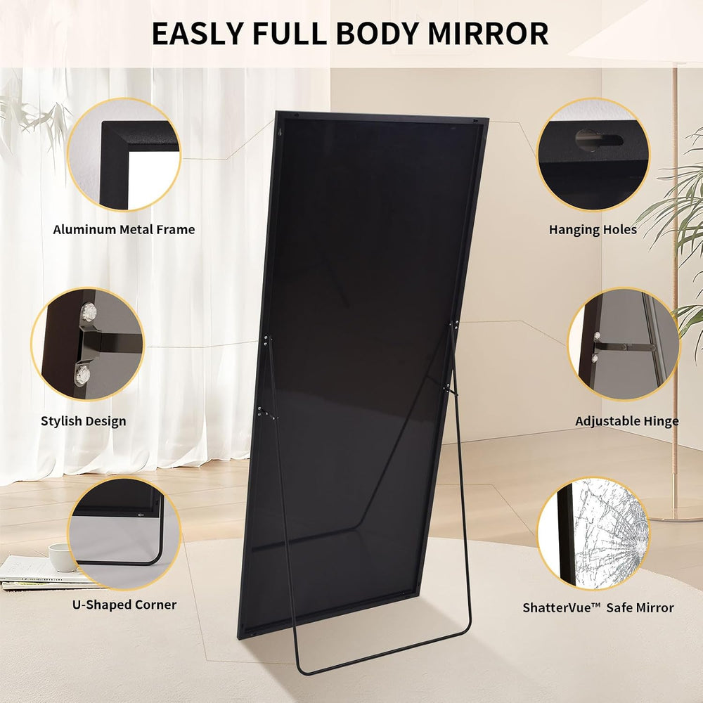 Easly 34"x76" Full Length Mirror with Stand, Large Rectangular Floo...