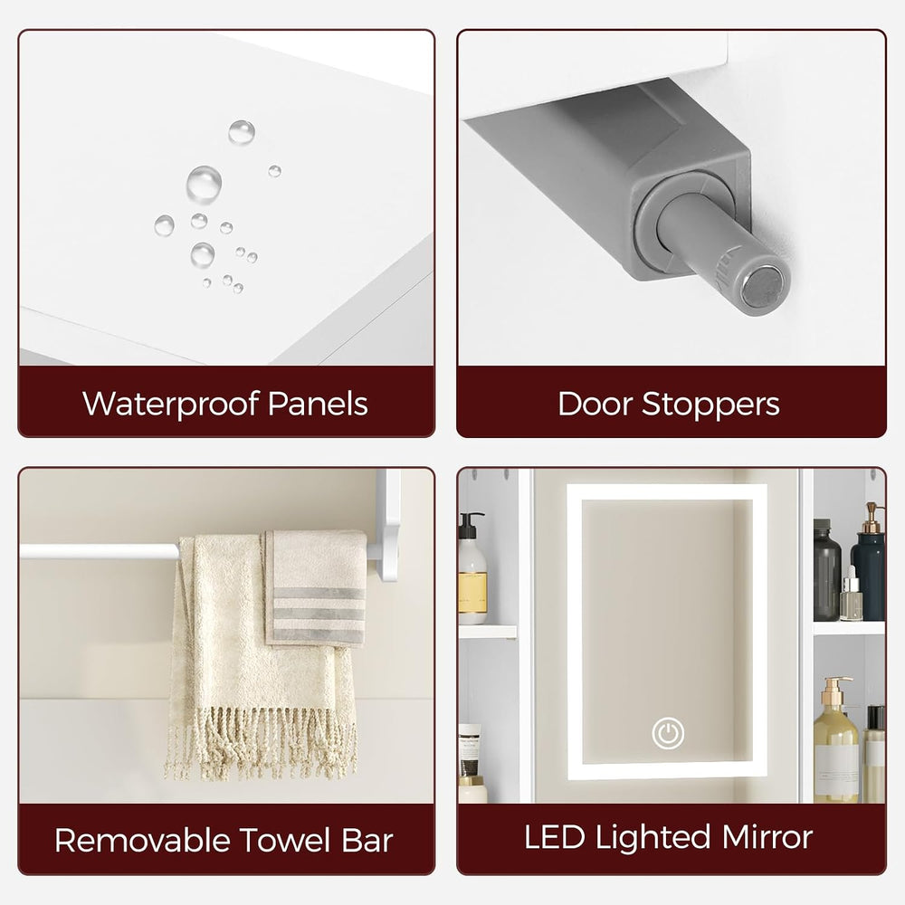 MAHANCRIS Bathroom Wall Cabinet with Mirror, Wall Mounted Medicine Cabinet wi...