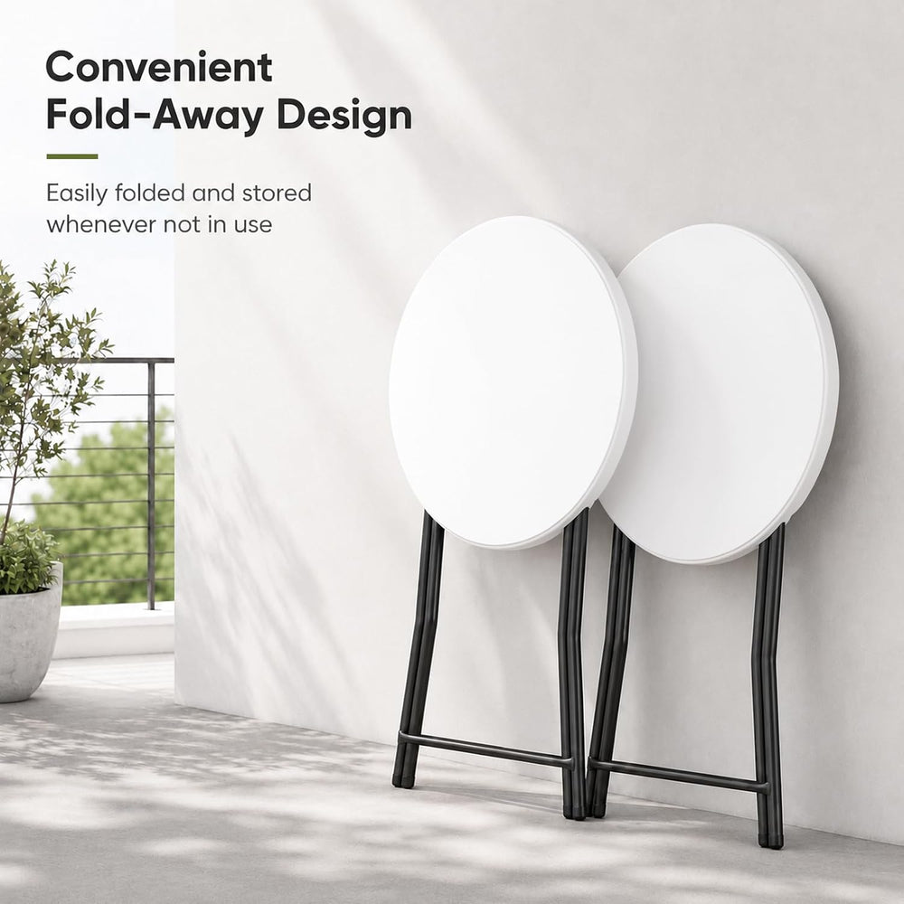 2 Pack Folding Table, 32 Inch Foldable Round Bar Table High Top Table