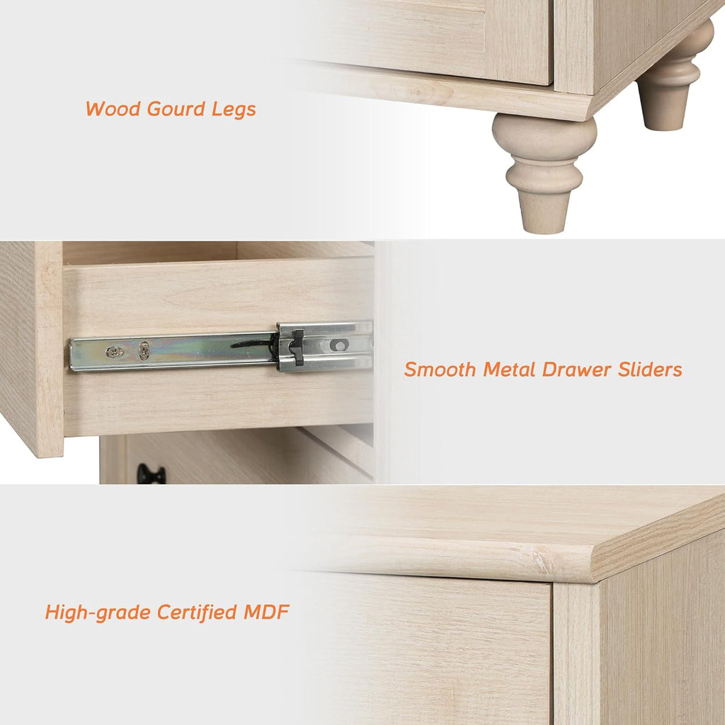 wampat farmhouse buffet cabinet with doors & drawer, close-up detail