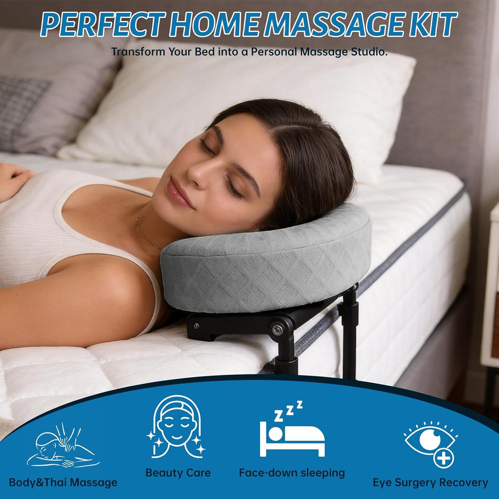 Portable Massage Headrest for Bed, Adjustable Face Cradle & Face Down Pil...