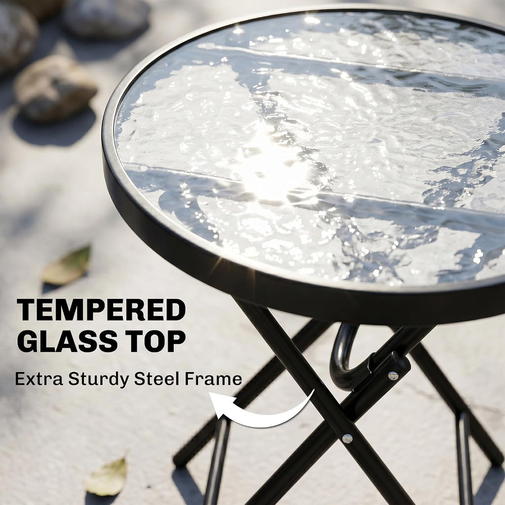 Outsunny 3 Piece Outdoor Rocking Bistro Set, Patio Folding Chair Table Set wi...
