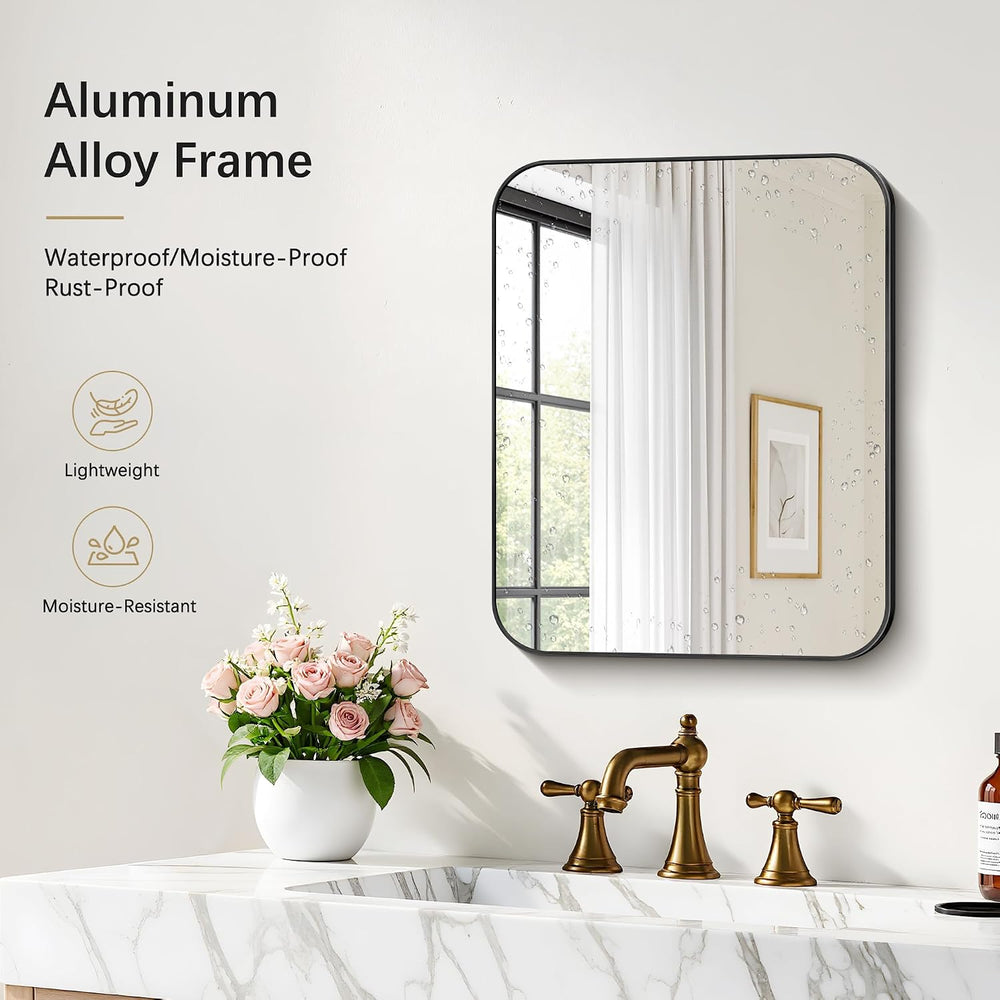 DESBING 16"x20" Bathroom Mirror for Over Sink, Black Framed Wall Mi...
