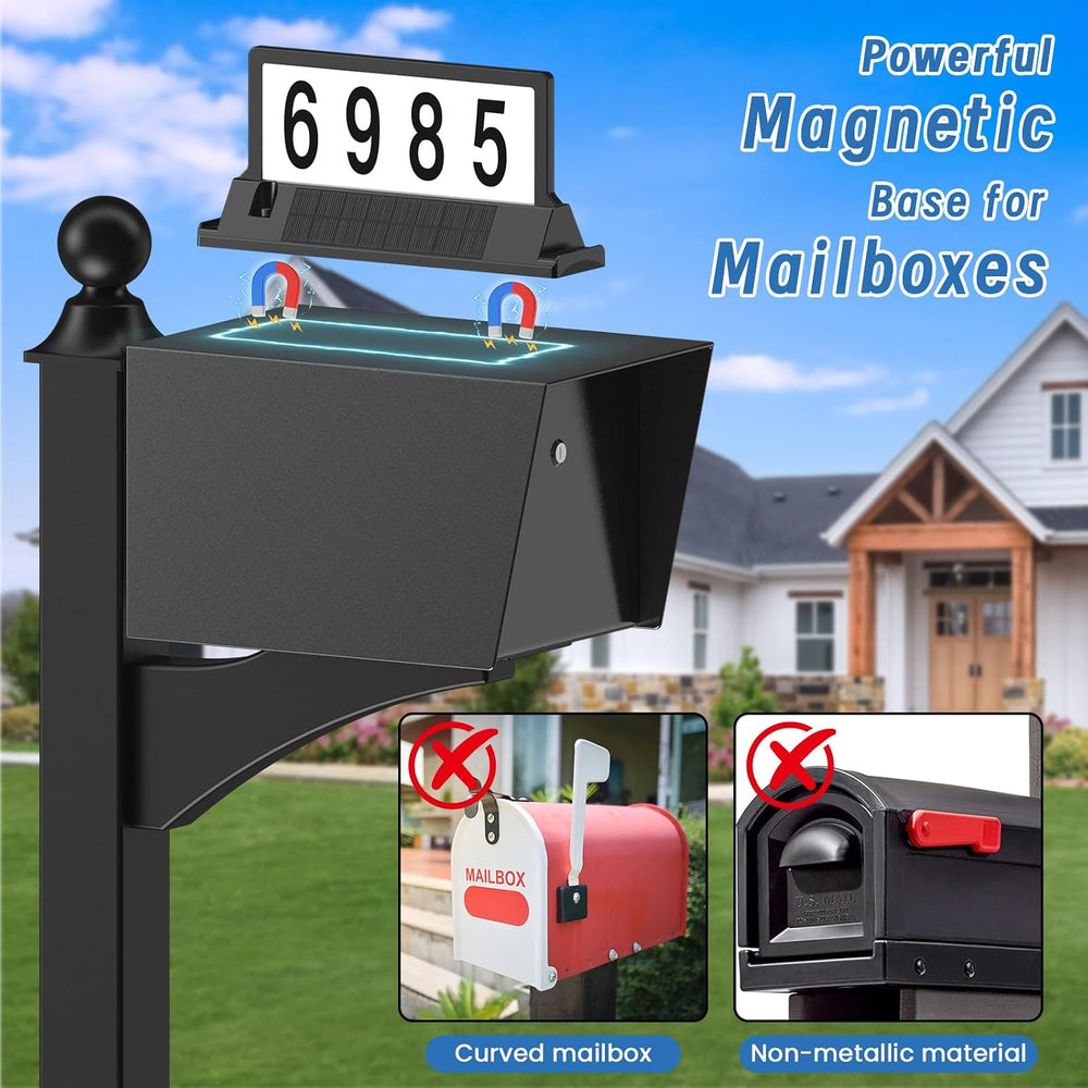 Solar Address Sign for House Numbers with Magnetic Mount & Dual-Sided LEDs