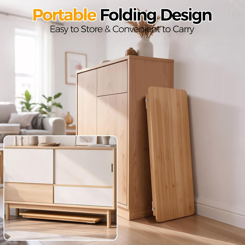 Large Size Bamboo Floor Desk, Adjustable Foldable Lap Desk 33.5x17.7in