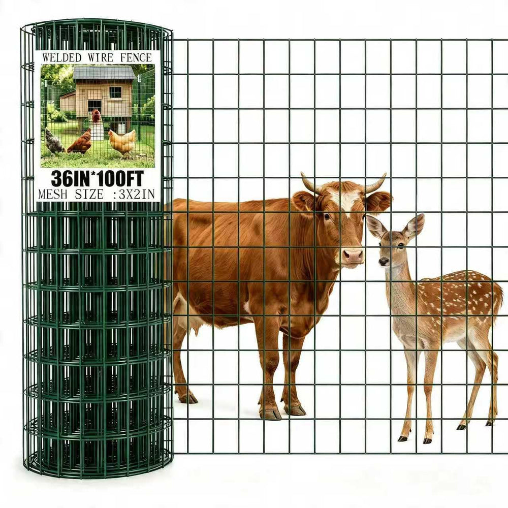 Wire Fence Green PVC Coated Welded Wire Fencing, Garden Fence Roll Vinyl Coat...