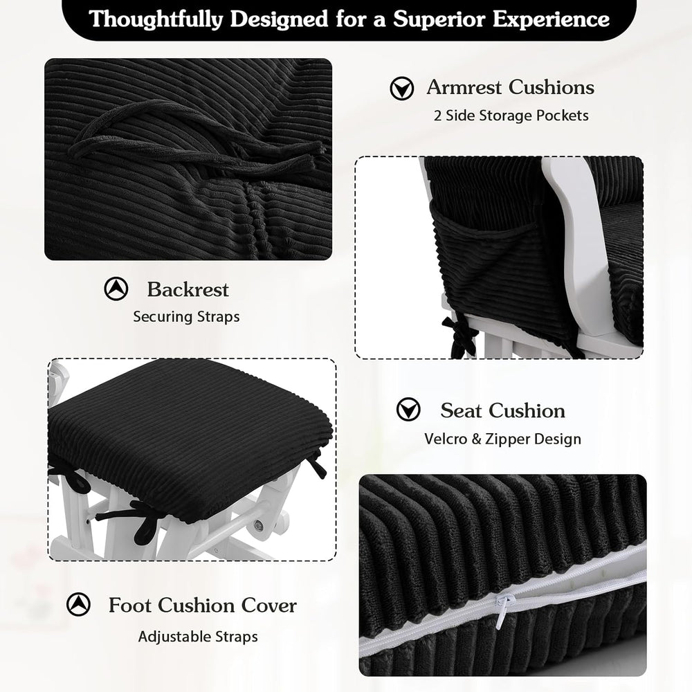 ANMINY 5PCS Glider Rocker Replacement Cushions, 29.5"H Back 3.9"Thi...