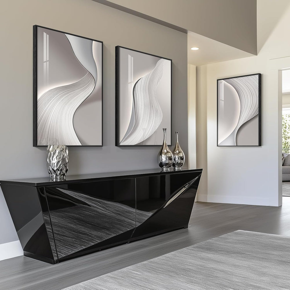 Large Framed Modern Abstract Wall Art for Living Room, 3 Piece 24x36 In