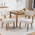 Dining Chairs, Fabric Upholstered Wood Kitchen Chairs Set of 2, Linen Curved Backrest Accent Chairs,Farmhouse Modern Dining Chairs with Foot Pad for Kitchen/Living Room/Restaurant/Cafe-Beige