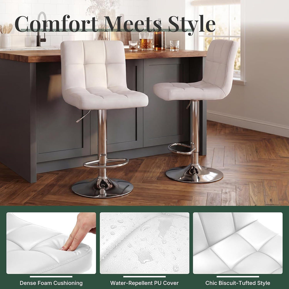 DUMOS Set of 2 Counter Height Bar Stools, 24 Inch Saddle Bar Chairs