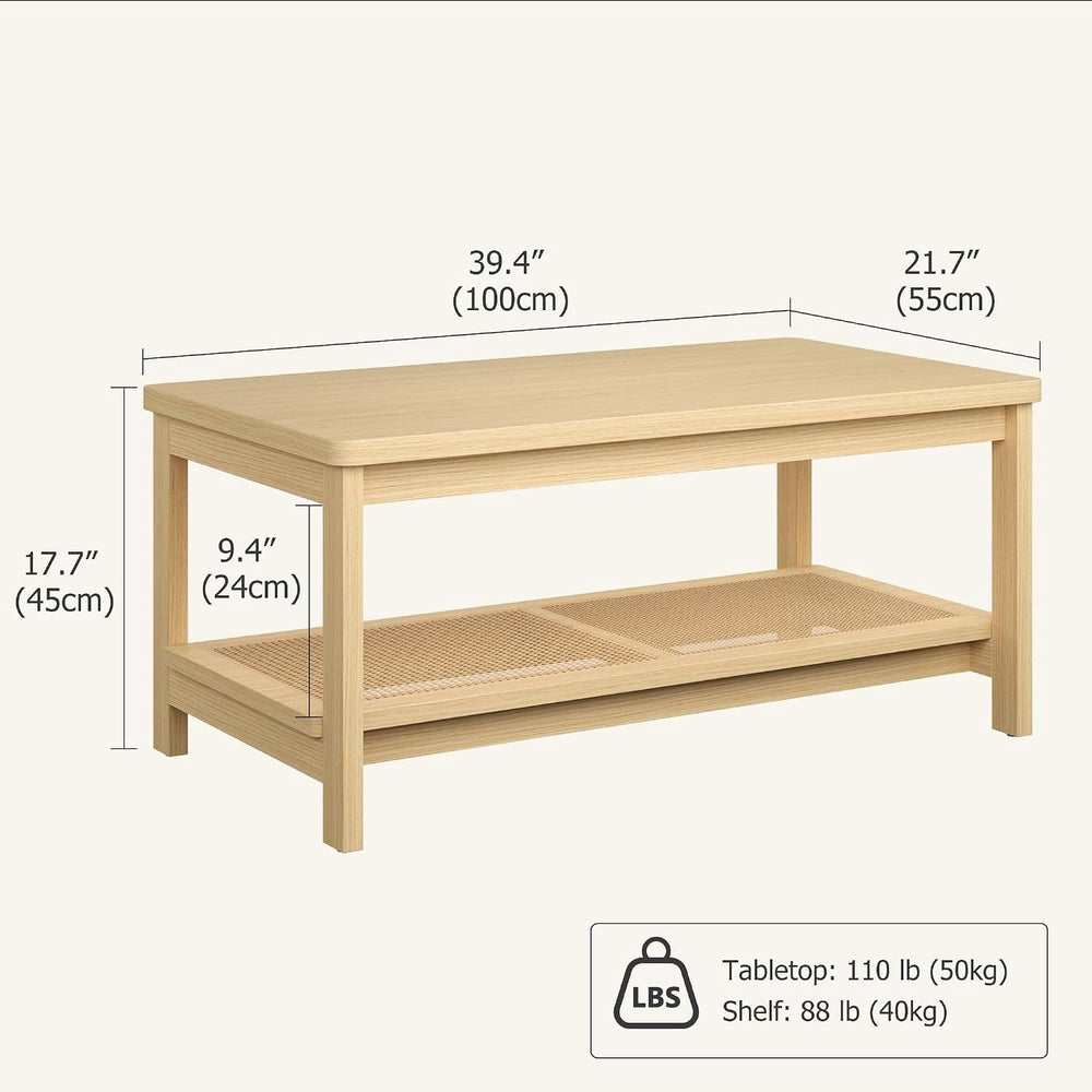 IDEALHOUSE 2 Piece Living Room Set, 62" TV Stand Coffee Table, Natural