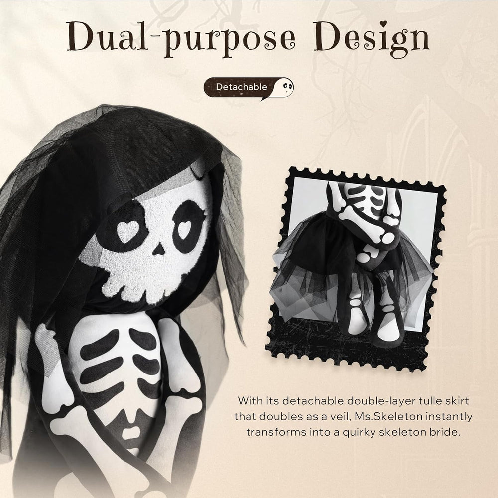 Phantoscope Happy Halloween Shaped Throw Pillow, Skeleton Girl Shaped Pillow,...