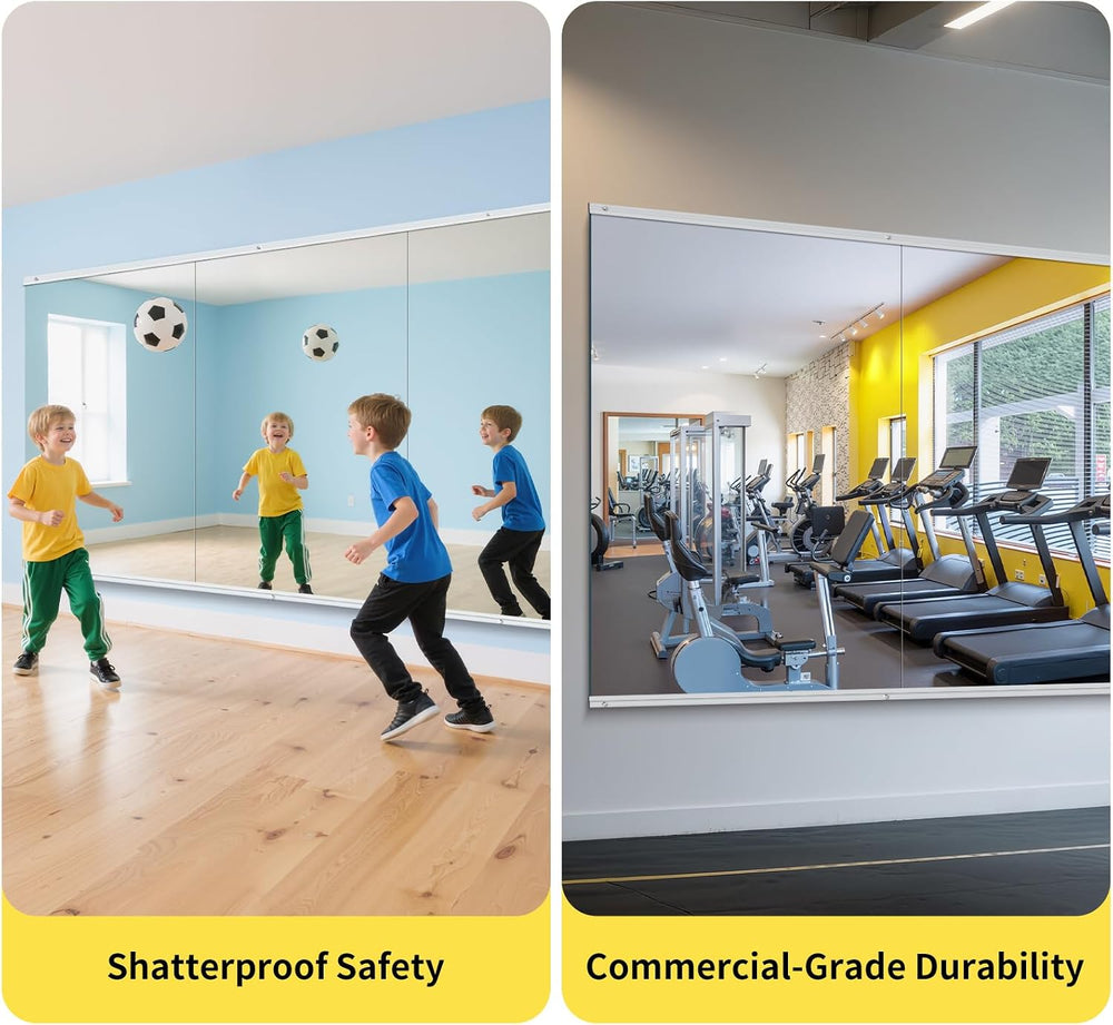 80x40 in Home Gym Mirrors,3-Pack,Frameless,Wall Mounted