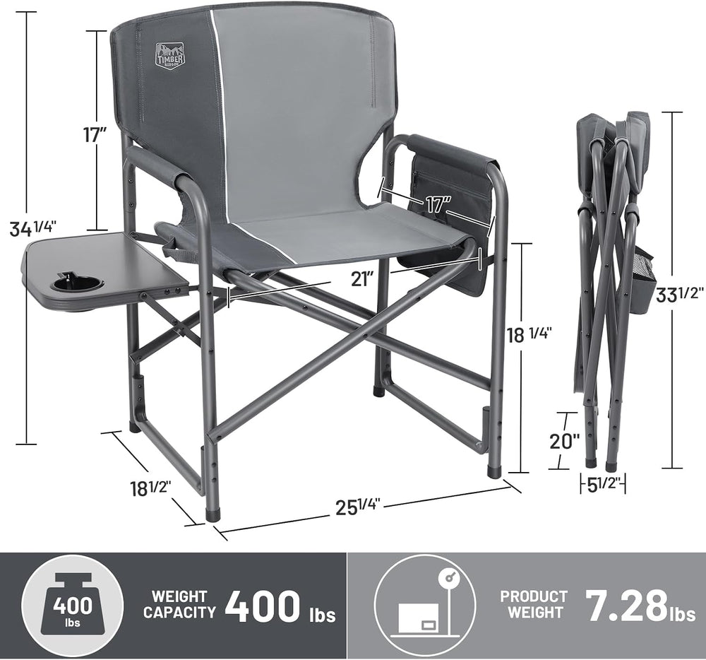 TIMBER RIDGE Aluminum Oversized Camping Chair, Support 400lbs