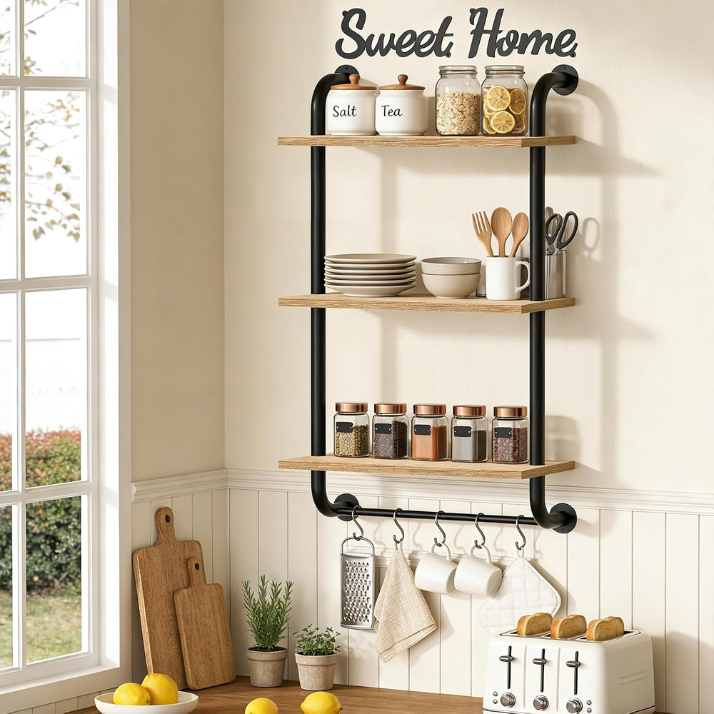Tinpin 3 Tier Wall Shelves Over Toilet Rustic Industrial Floating Shelf