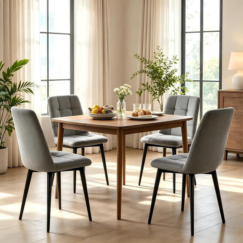 Velvet Dining Chairs Set of 4,Upholstered Gray Dining Room Chairs