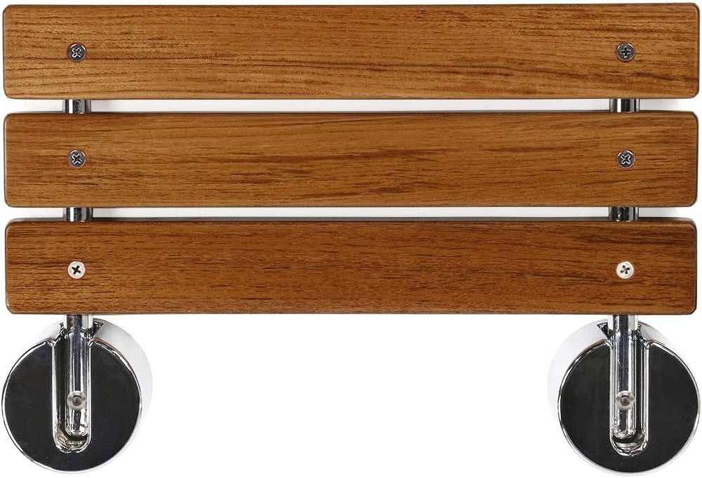 HomeAesthetics 20" Teak Wood Folding Wall Mounted Shower Seat Bench, Med...