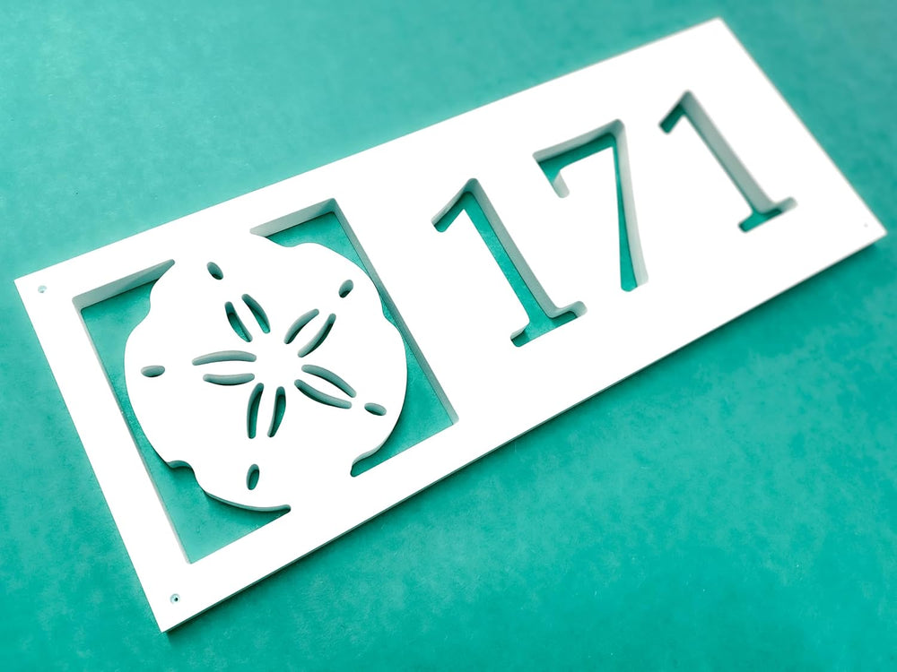 Horizontal Sand Dollar Address Sign, Weatherproof PVC House Numbers, Outdoor ...