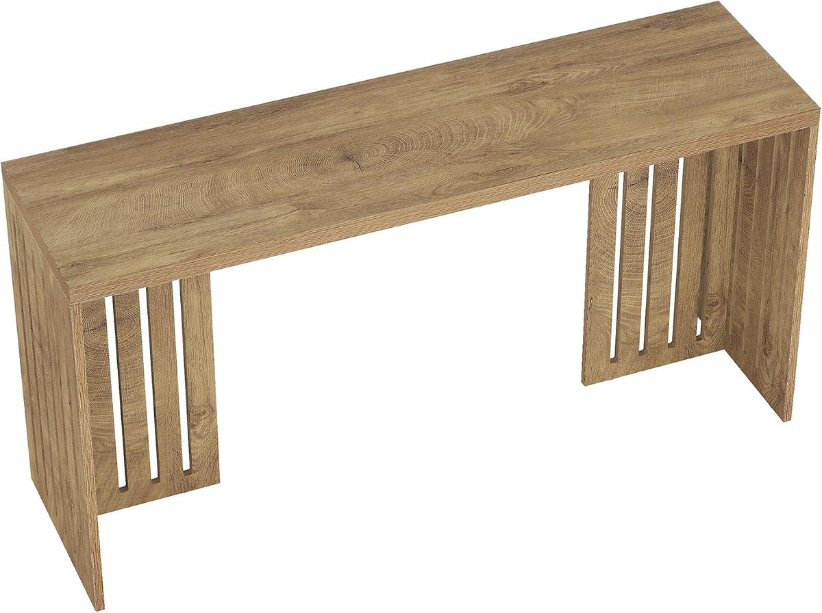 Tribesigns 63-Inch Bar Table with Louvered Base, Natural