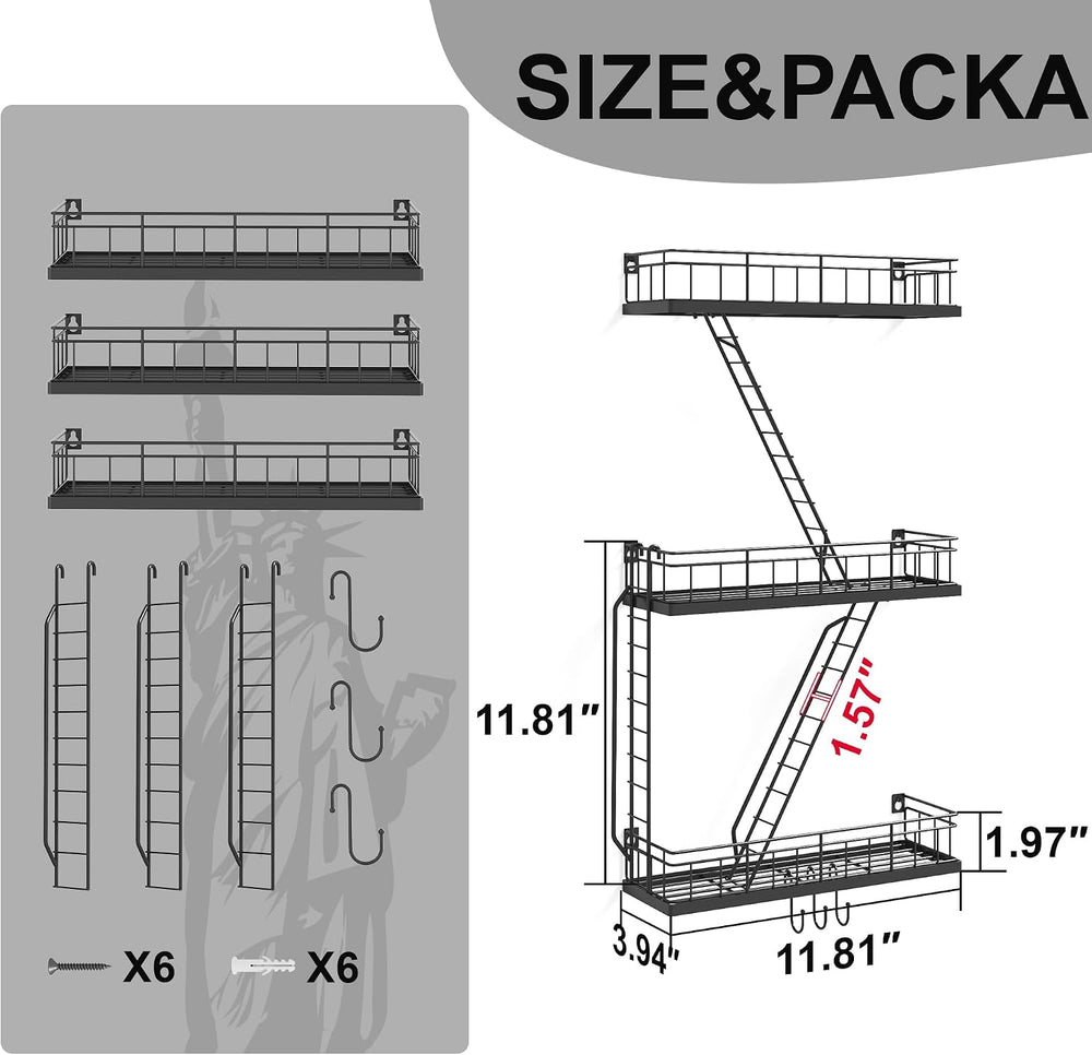 Fire Escape Wall Shelf Black, Fire Escape Ladder 3 Story Shelf Wall Storage, ...