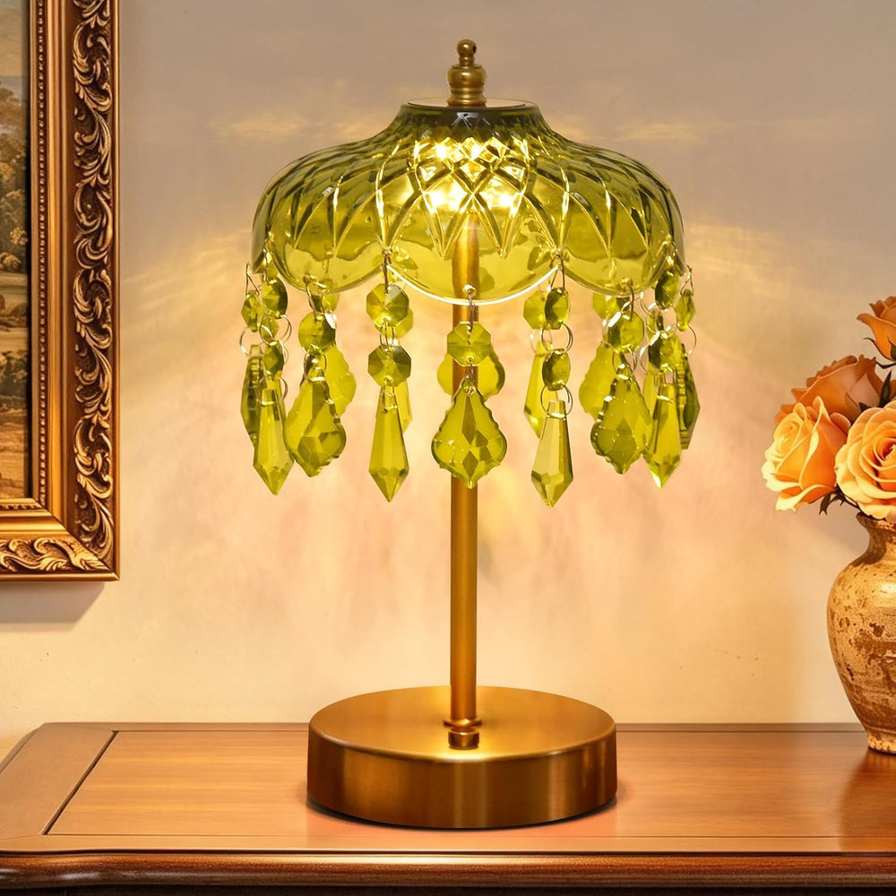 Cordless Crystal Table Lamp, 6000mAh, Touch Dimmable, 3-Color