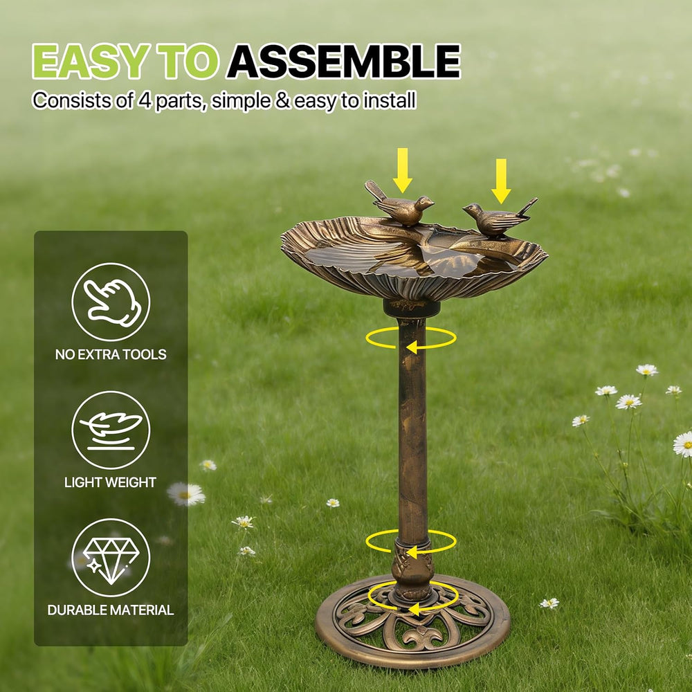Magshion 31.5" Bird Bath with Solar Fountain for Outside, Bronze