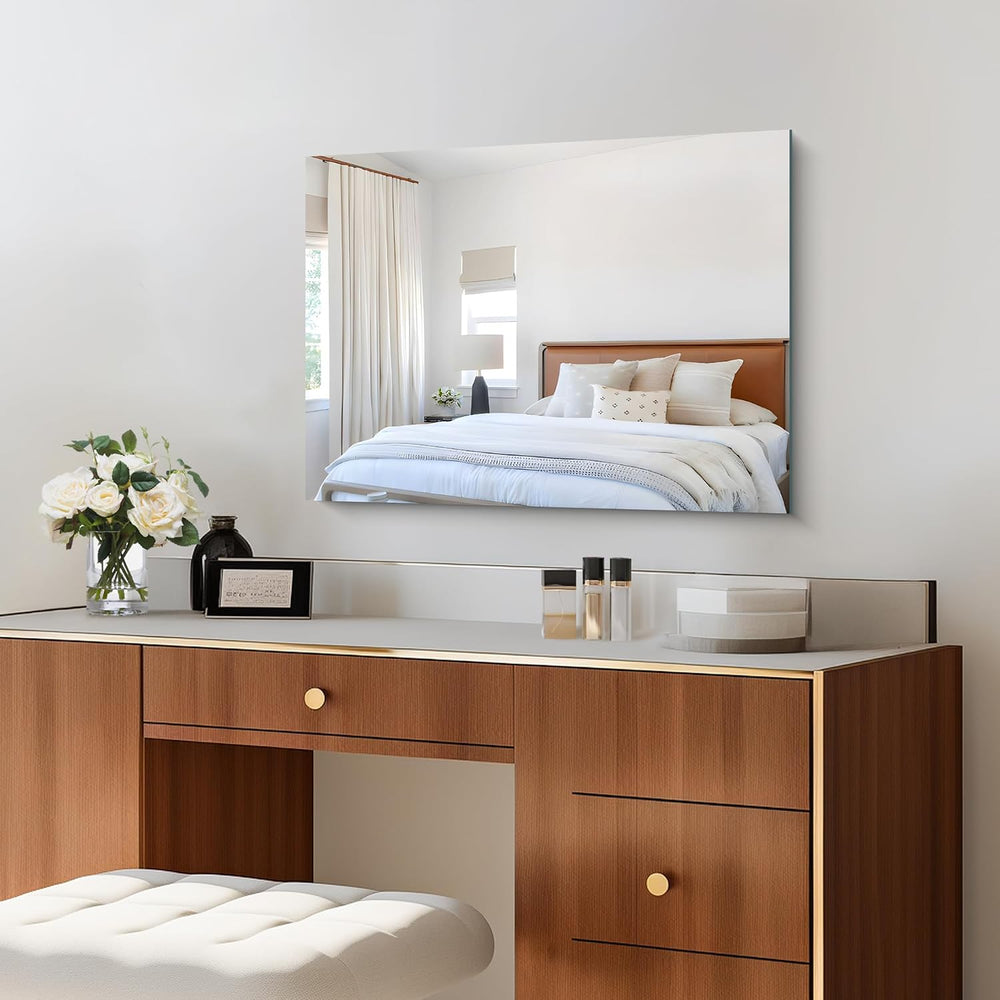 CILIBER Frameless Mirror, 18x24 Mirrors for Wall, Rectangle Bathroom Mirror f...