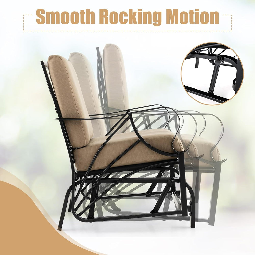 GIANTEX Patio Glider, Outdoor Rocking Chair with Thick Cushion