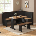 AMERLIFE 3-Piece Corner Dining Set with Hidden Storage, Black Oak