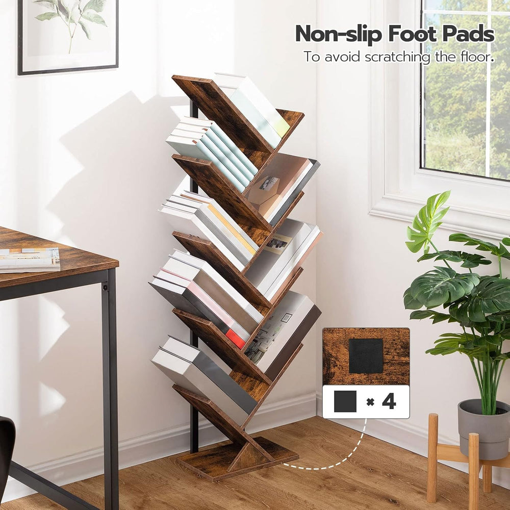HOOBRO Tree Bookshelf, 9-Tier Bookcase Wooden Shelves, Floor Standing Storage...