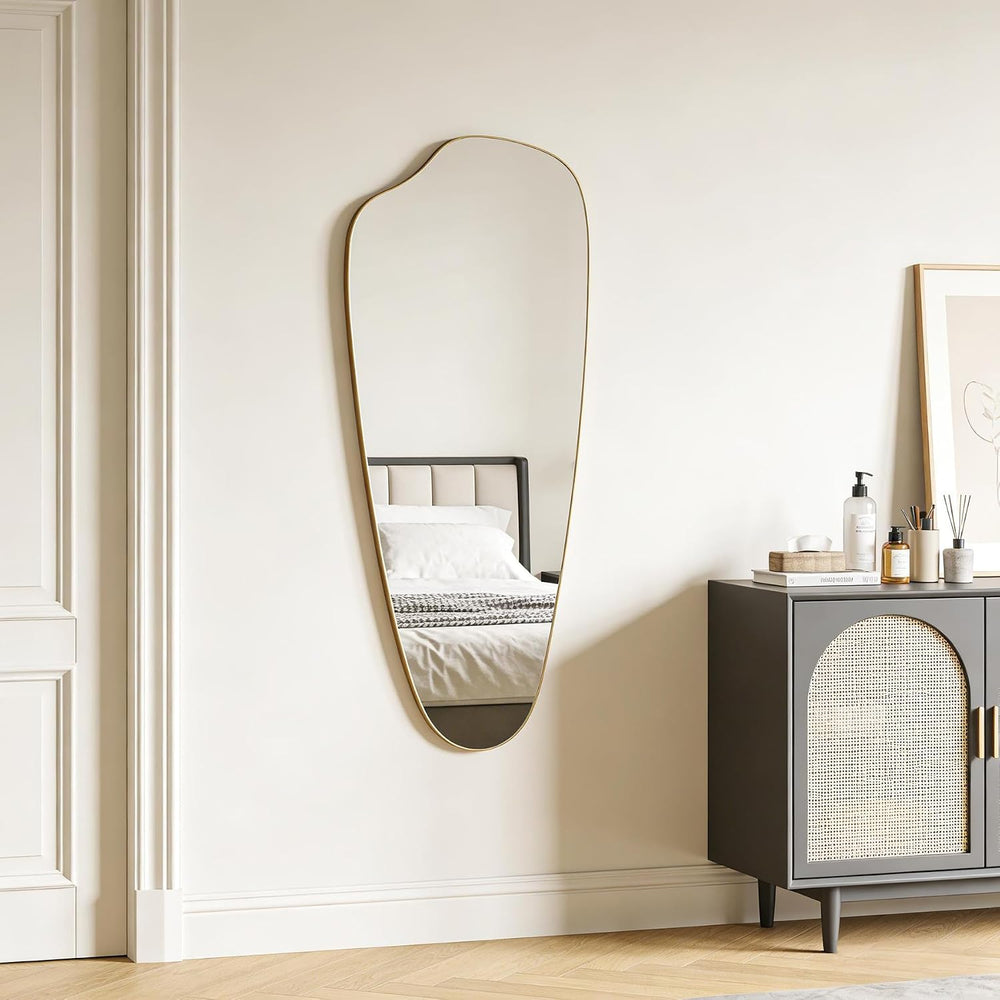 Irregular Asymmetrical Wall Mirror Full Length, 48x20 Inch Gold Mirror
