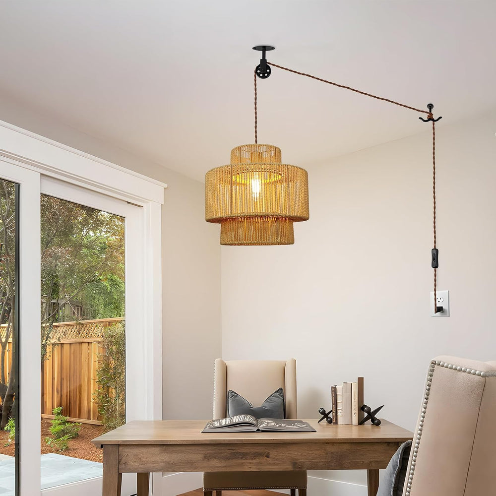 Boho Rattan Lamp Shades for Pendant Light Chandelier Floor Lamps Replacement,...