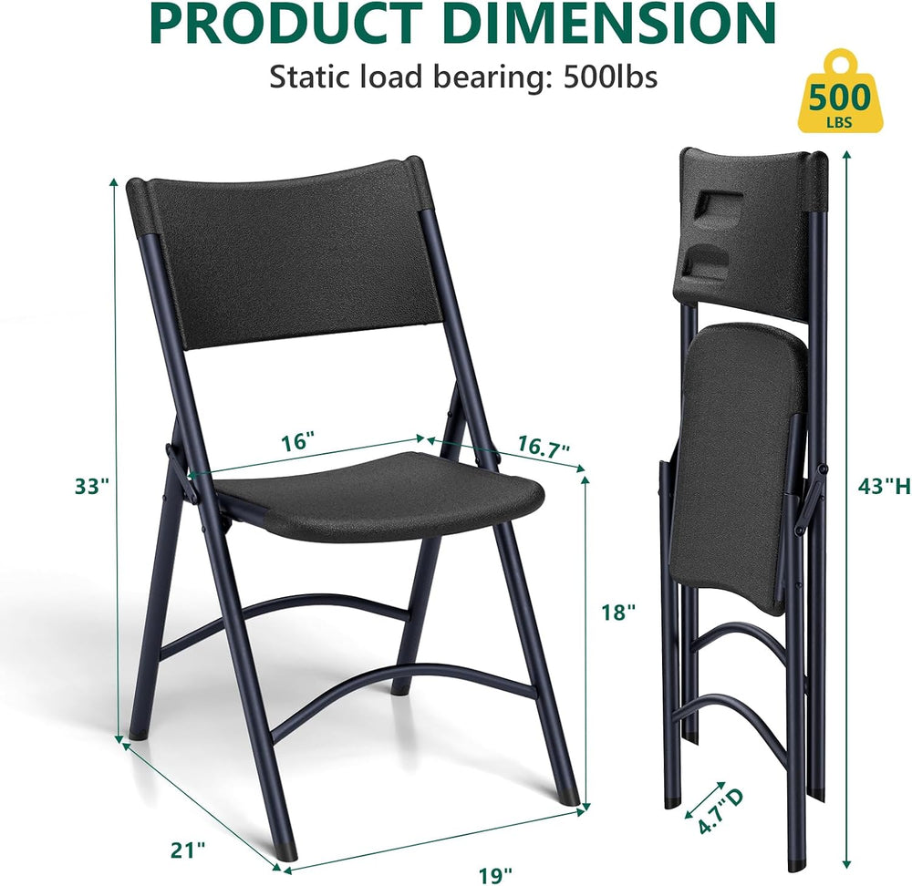 2 Pack Folding Table and 4 Pack Folding Chair, No Assembly Portable Folding T...